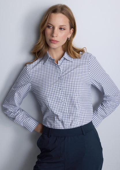 BizCorporate RS670WL Womens Noah Long Sleeve Shirt - White/Blue