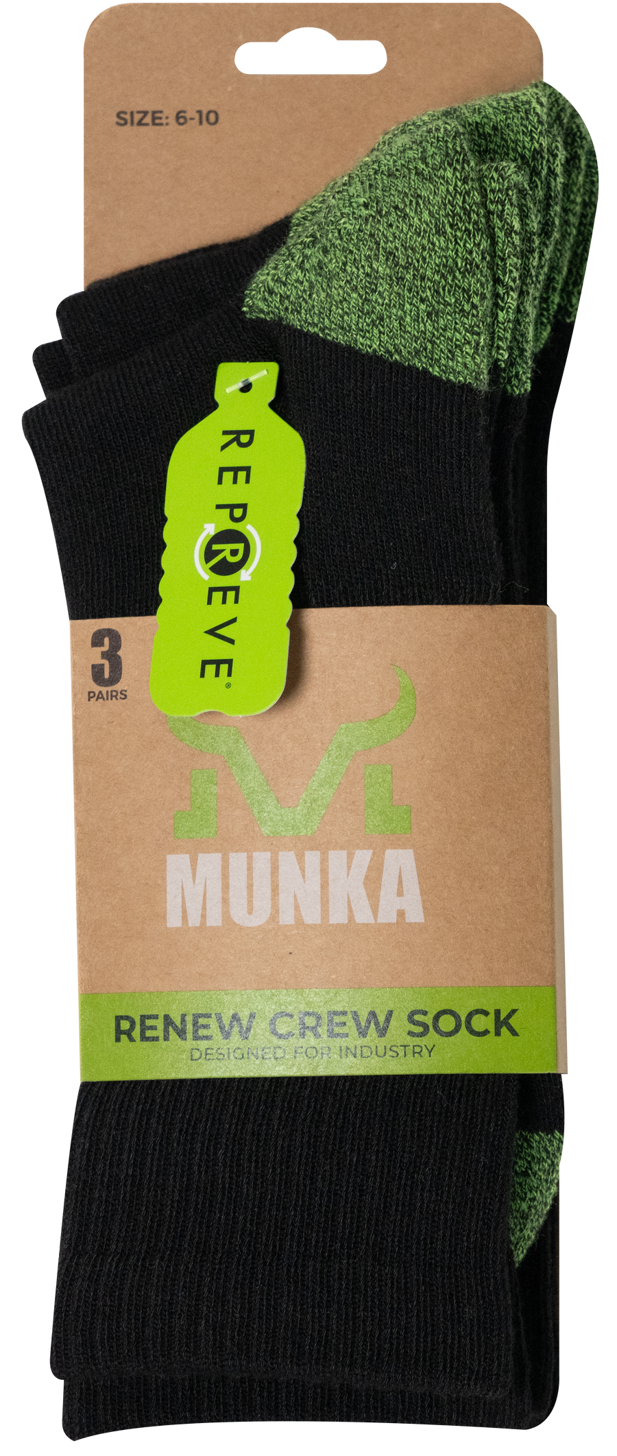 MAS23651 MUNKA RENEW CREW SOCK 3PK