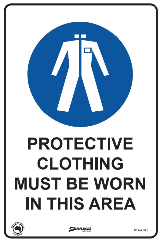 Max Global Products S1032 Protective Clothing Must Be Worn In This Area Sign