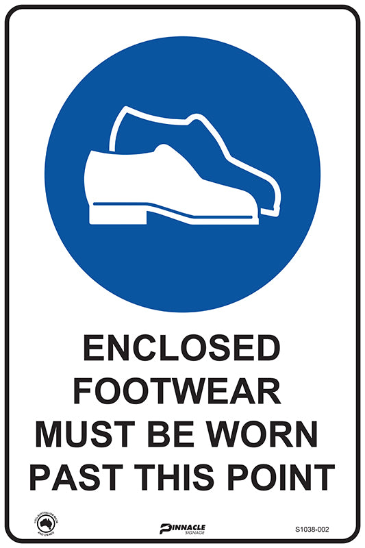 Max Global Products S1038 Enclosed Footwear Must Be Worn Past This Point Sign