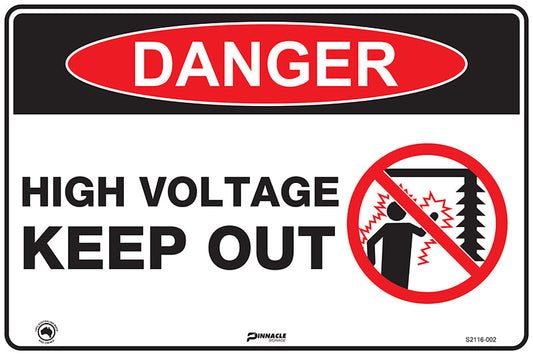 Max Global Products S2116 Danger High Voltage Keep Out + Symbol Sign