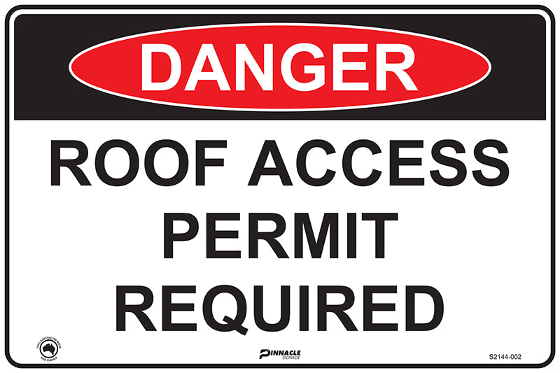 Max Global Products S2144 Danger Roof Access Permit Required Sign