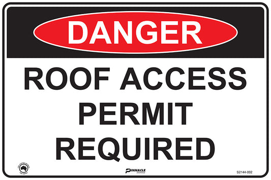 Max Global Products S2144 Danger Roof Access Permit Required Sign