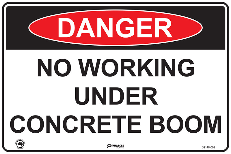 Max Global Products S2148 Danger No Working Under Concrete Boom Sign
