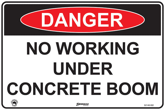 Max Global Products S2148 Danger No Working Under Concrete Boom Sign
