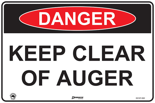 Max Global Products S2157 Danger Keep Clear Of Auger Sign