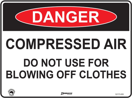 Max Global Products S2173 Danger Compressed Air Do Not Use For Blowing Off Clothes Sign