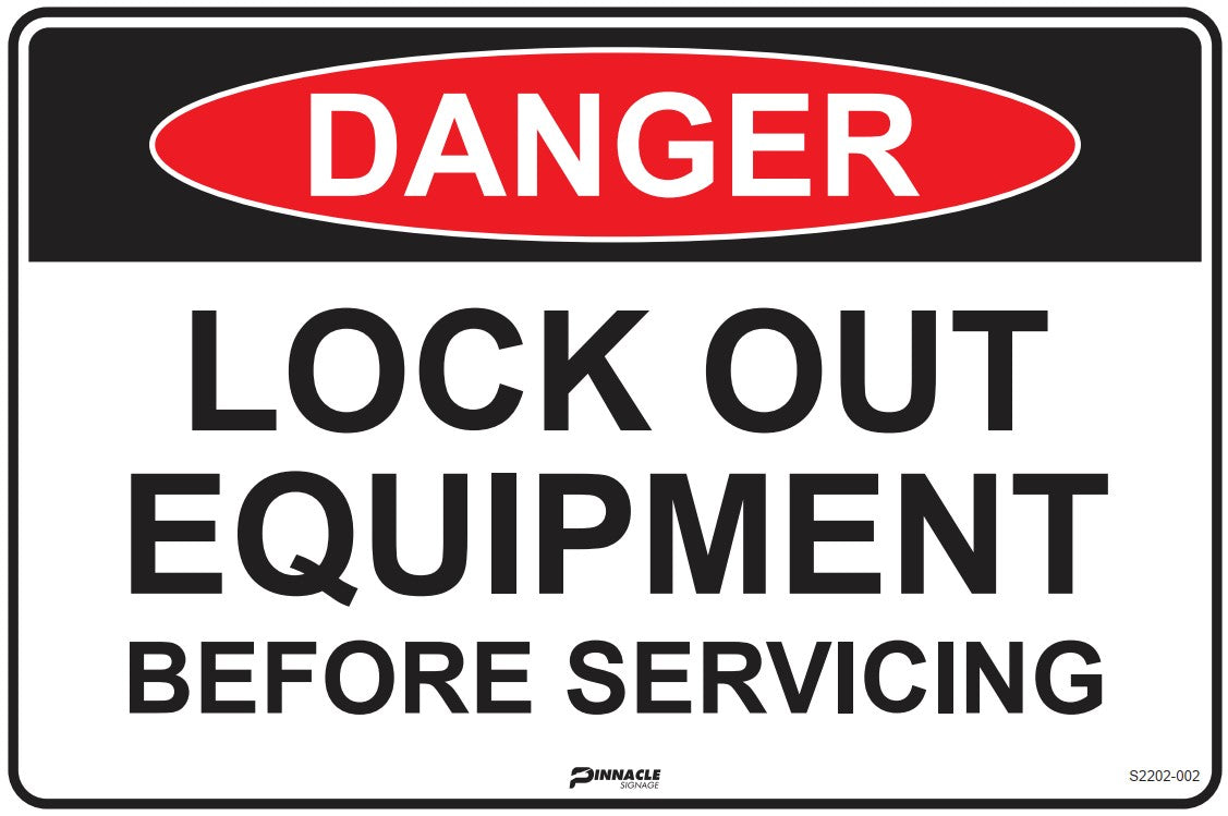 Max Global Products S2202 Danger Lock Out Equipment Before Servicing Sign