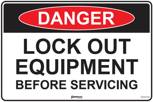 Max Global Products S2202 Danger Lock Out Equipment Before Servicing Sign