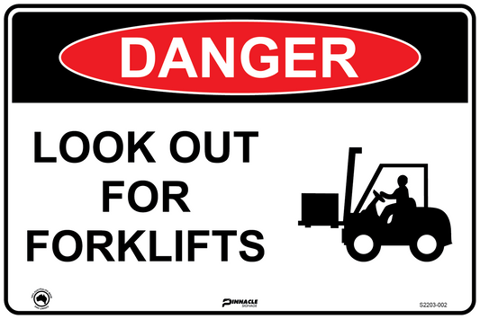 Max Global Products S2203 Danger Look Out For Forklifts (With Picto) Sign