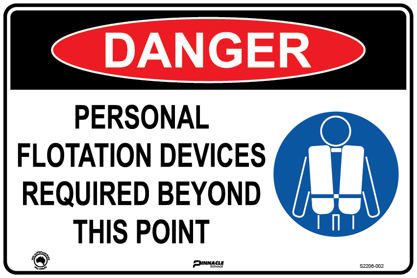 Max Global Products S2206 Danger Personal Flotation Devices Required Beyond This Point Sign
