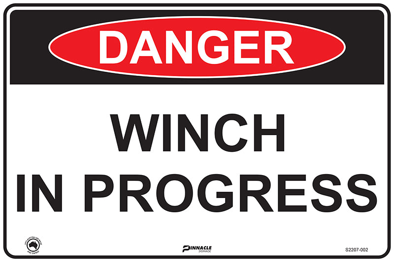 Max Global Products S2207 Danger Winch In Progress Sign