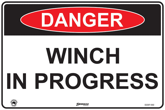 Max Global Products S2207 Danger Winch In Progress Sign