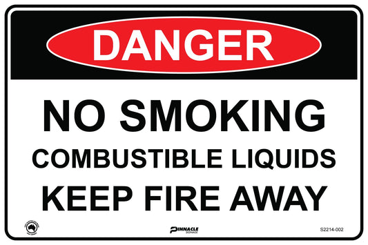 Max Global Products S2214 Danger No Smoking Combustible Liquids Keep Fire Away Sign