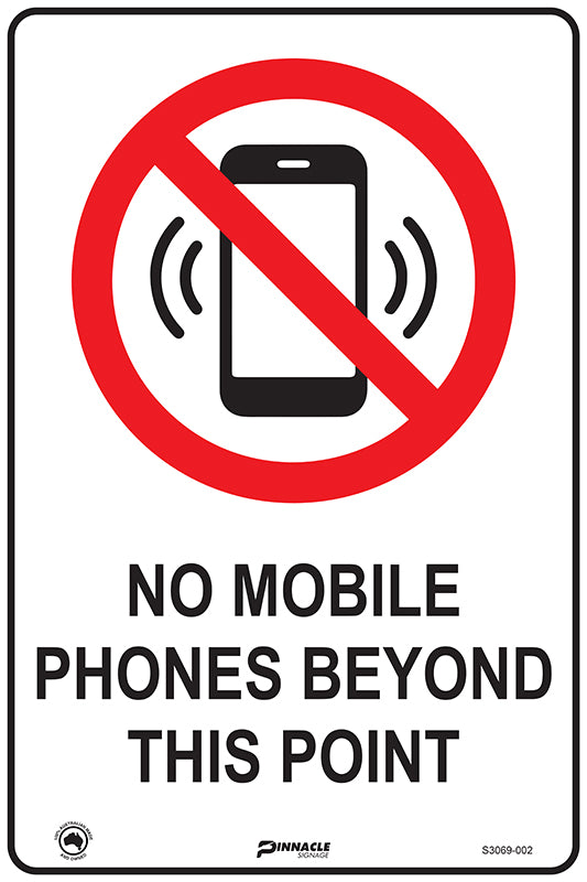 Max Global Products S3069 No Mobile Phones Beyond This Point Sign