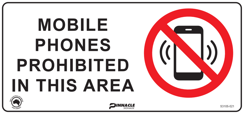 Max Global Products S3105 Mobile Phones Prohibited In This Area Sign
