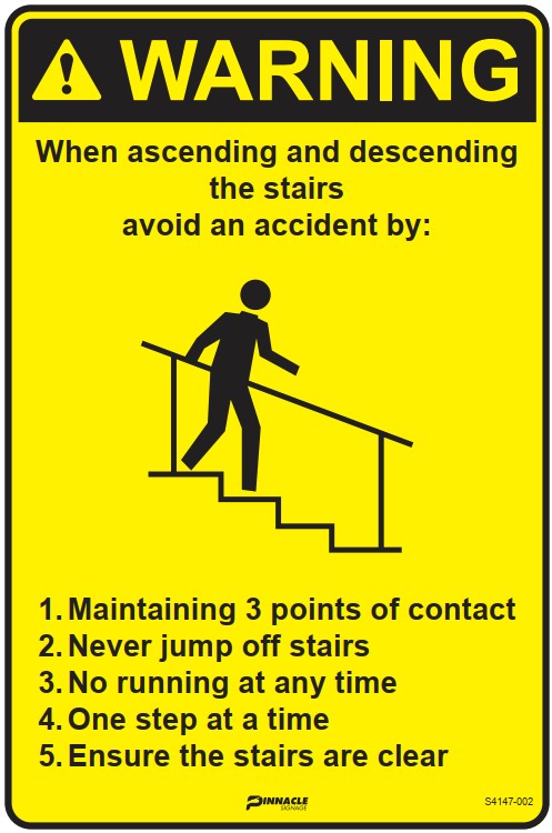 Max Global Products S4147 Warning When Ascending and Descending the Stairs... Sign