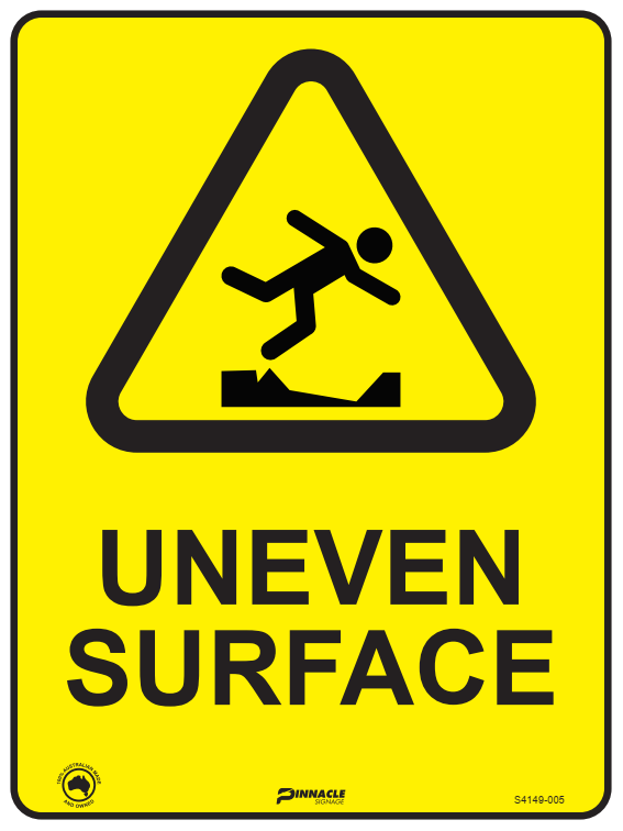 Max Global Products S4149 Caution Uneven Surface (With Picto) Sign