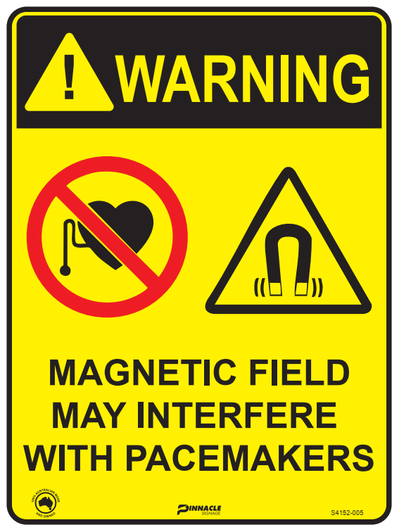 Max Global Products S4152 Warning Magnetic Field May Interfere With Pacemakers Sign