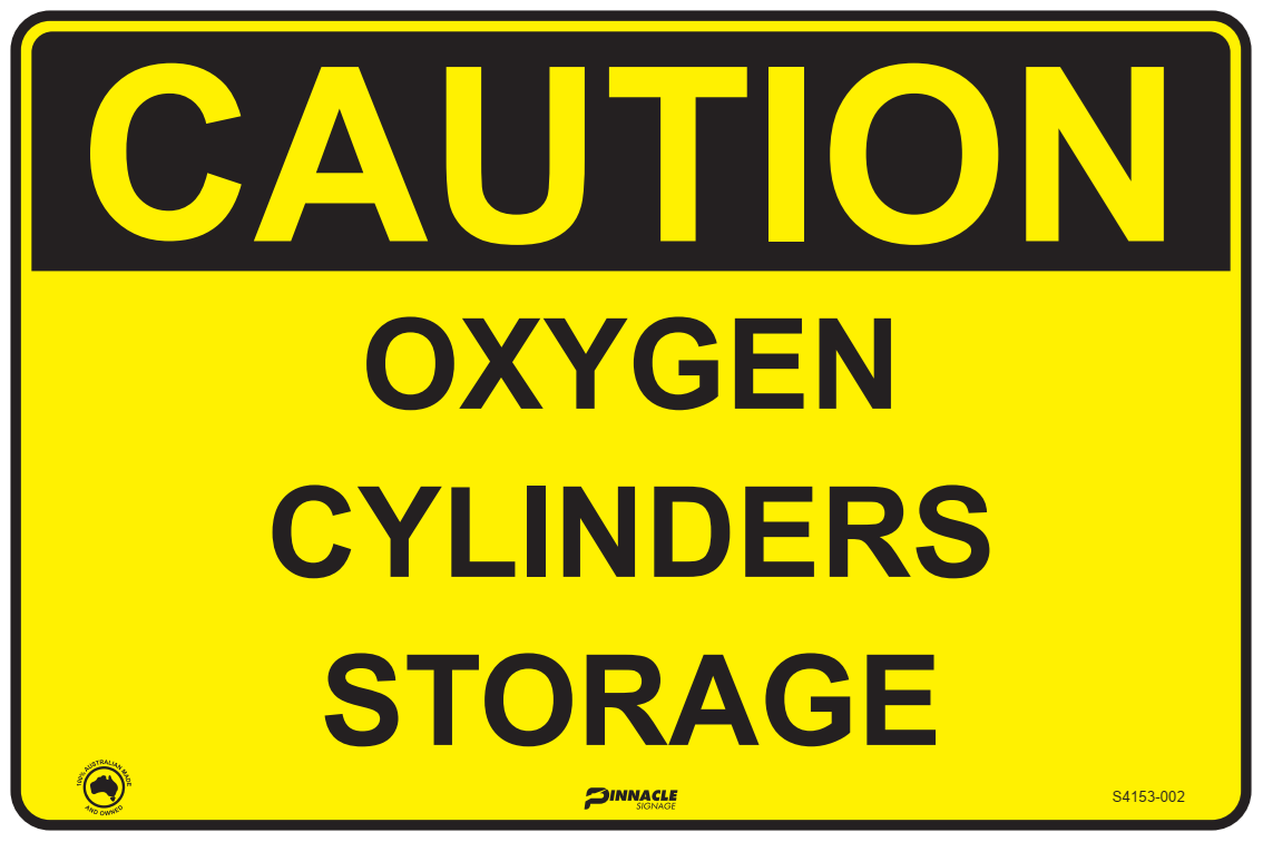 Max Global Products S4153 Caution Oxygen Cylinders Storage Sign