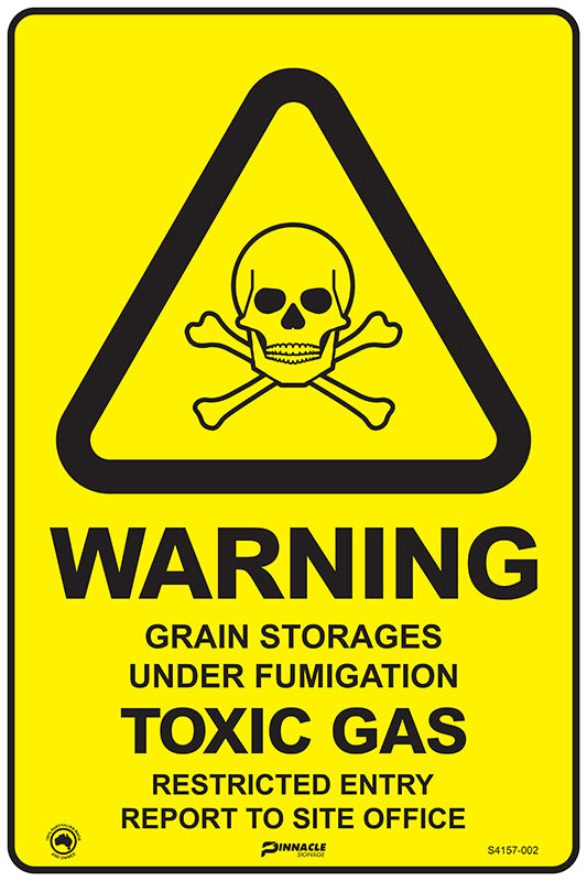 Max Global Products S4157 Warning Grain Storages Under Fumigation Toxic Gas... Sign