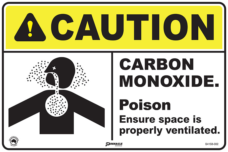 Max Global Products S4158 Caution Carbon Monoxide Poison Ensure Space Is Ventilated Sign
