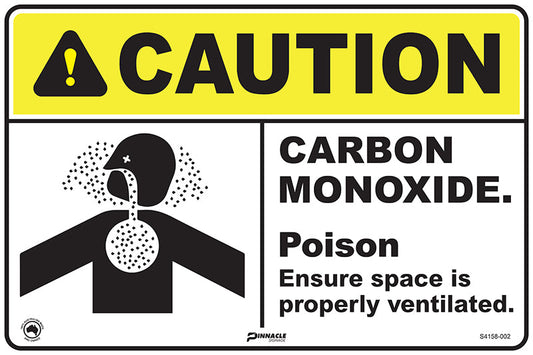 Max Global Products S4158 Caution Carbon Monoxide Poison Ensure Space Is Ventilated Sign