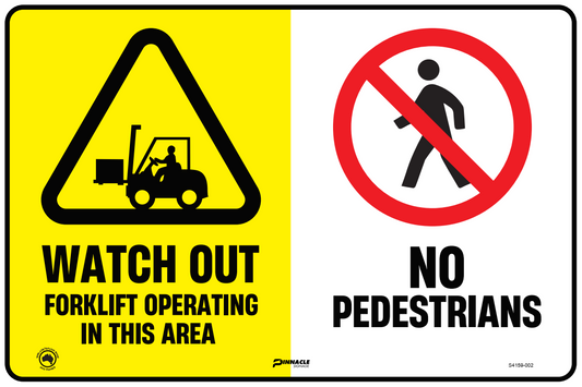 Max Global Products S4159 Multi Sign - Watch Out Forklift Operating/No Pedestrians