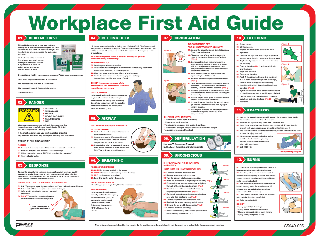 Max Global Products S5049 Workplace First Aid Guide Sign