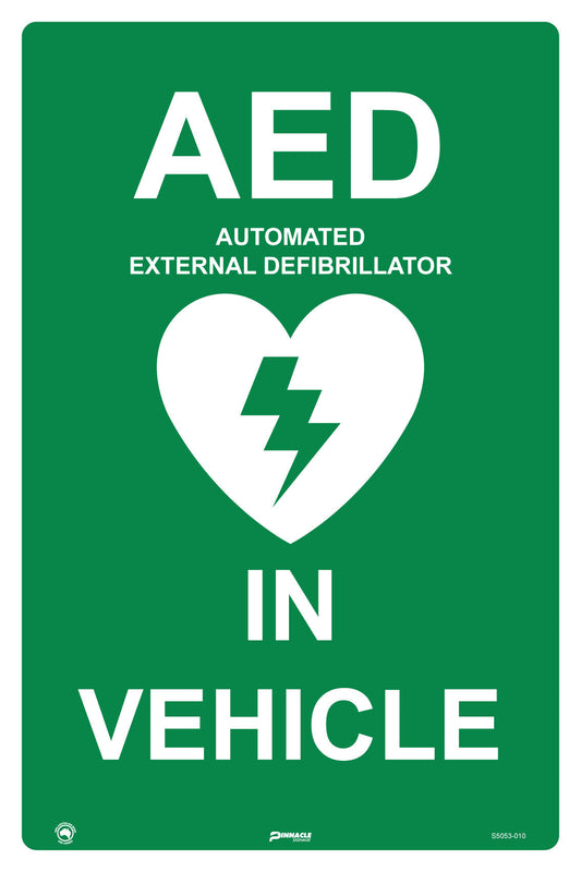 Max Global Products S5053 AED Automated External Defibrillator In Vehicle Sign