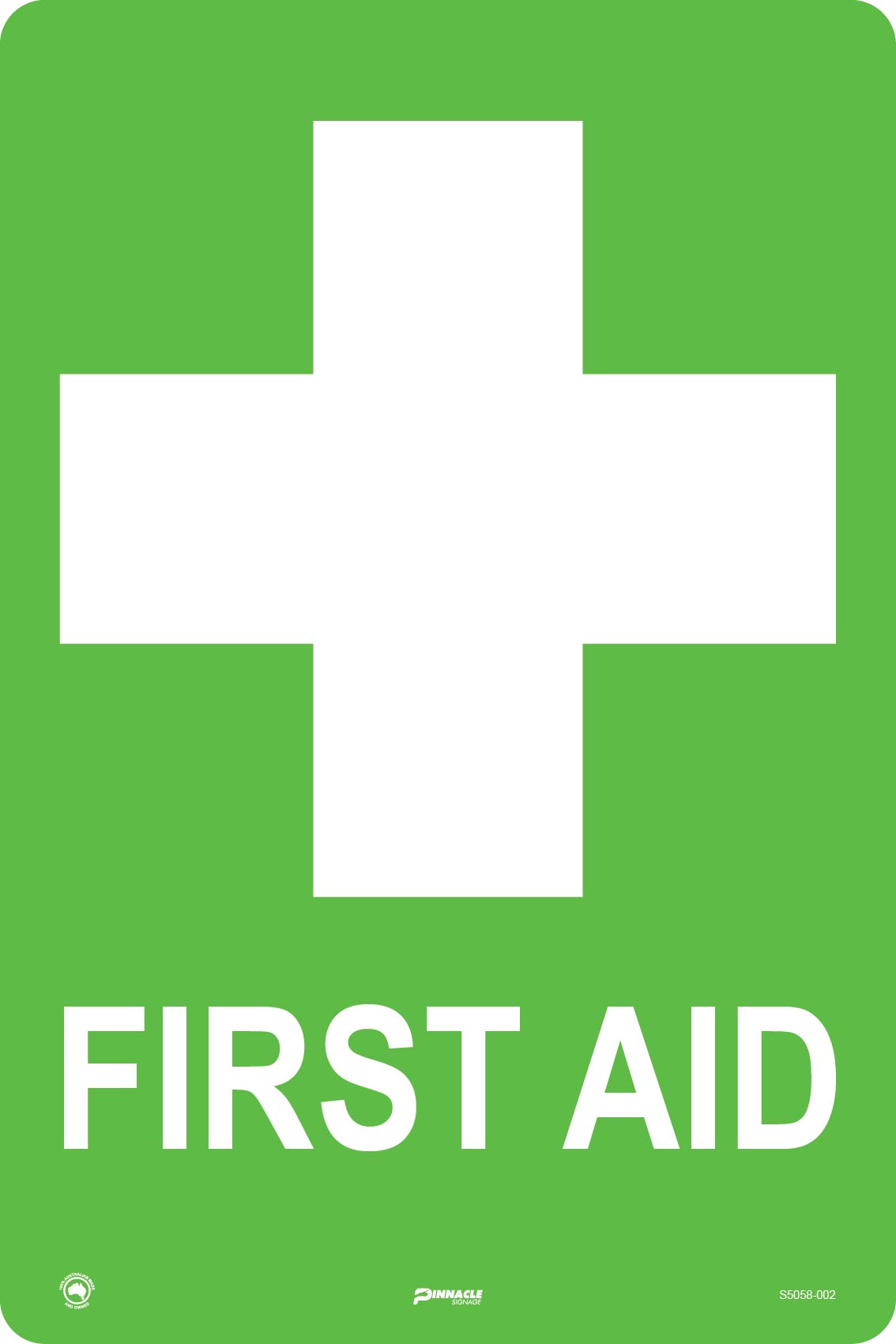 Max Global Products S5058 First Aid (Full Green) Sign