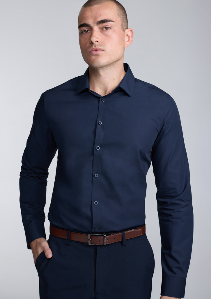 BizCollection S621M Mens Lexington Slim Fit Long Sleeve Shirt - Navy