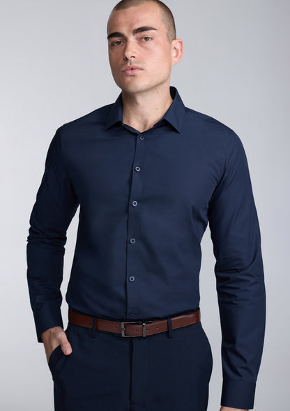 BizCollection S621M Mens Lexington Slim Fit Long Sleeve Shirt - Navy