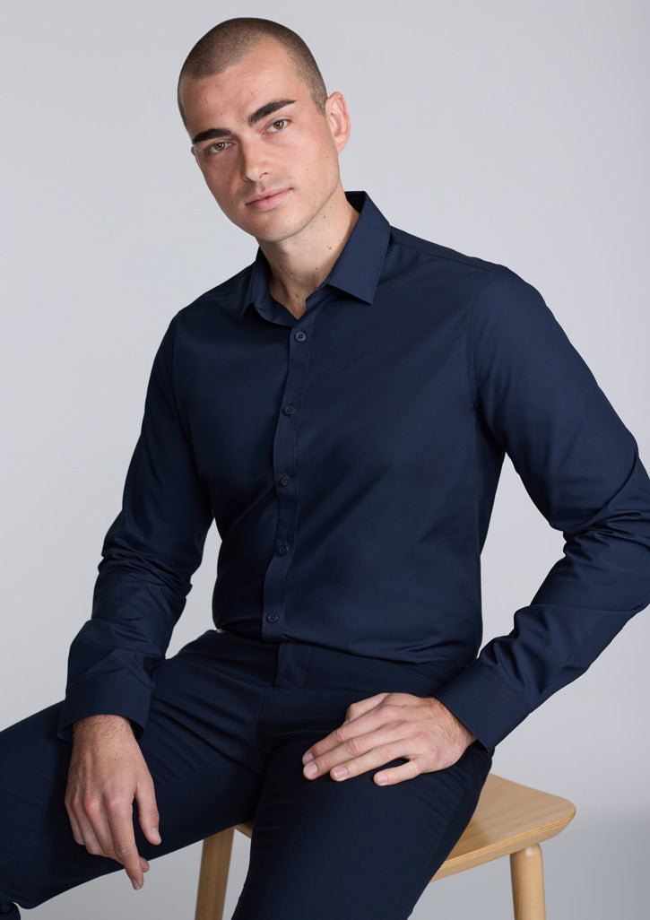 BizCollection S621M Mens Lexington Slim Fit Long Sleeve Shirt - Navy
