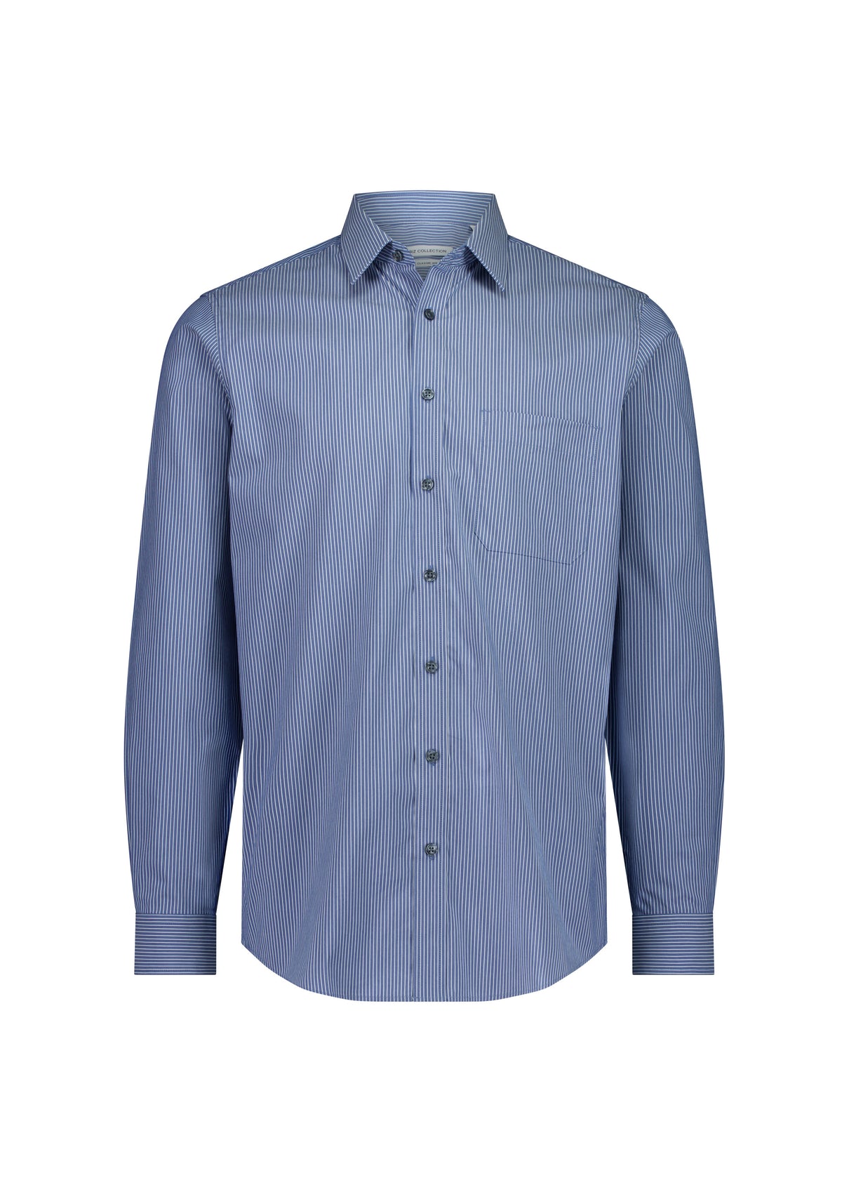 BizCollection S624M Mens Fitzroy Classic Fit Long Sleeve Shirt - French Blue/White Stripe