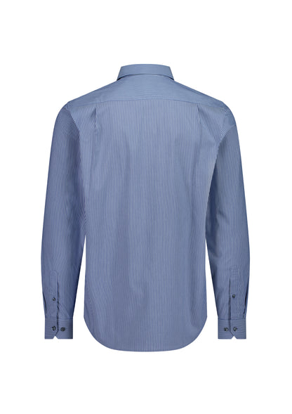 BizCollection S624M Mens Fitzroy Classic Fit Long Sleeve Shirt - French Blue/White Stripe
