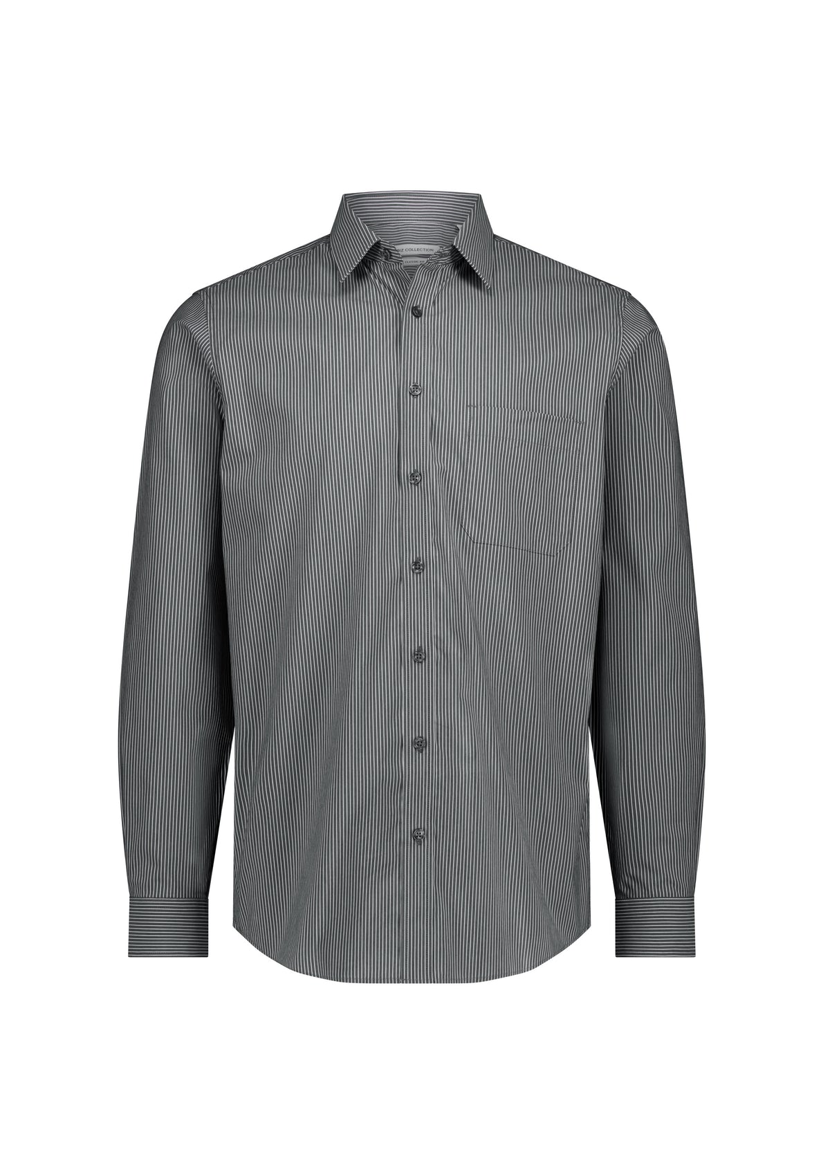 BizCollection S624M Mens Fitzroy Classic Fit Long Sleeve Shirt - Slate/White Stripe