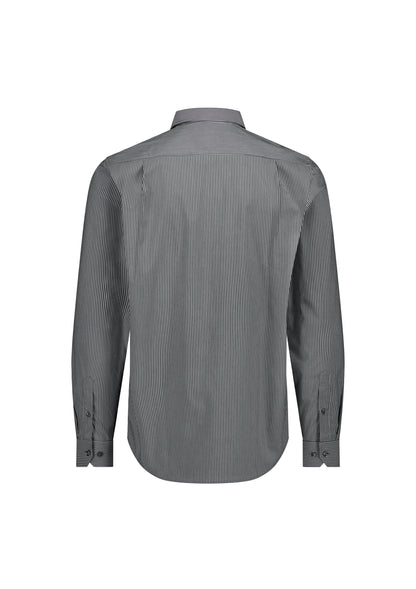 BizCollection S624M Mens Fitzroy Classic Fit Long Sleeve Shirt - Slate/White Stripe