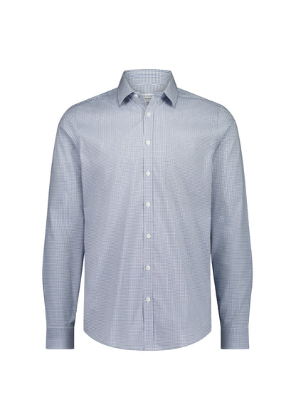 BizCollection S624M Mens Fitzroy Classic Fit Long Sleeve Shirt - White/Navy Check