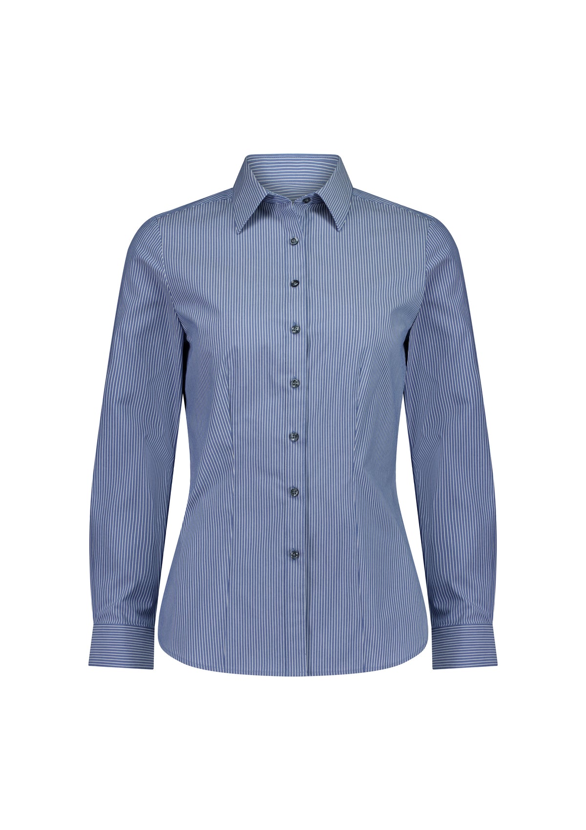 BizCollection S624W Womens Fitzroy Long Sleeve Shirt - French Blue/White Stripe