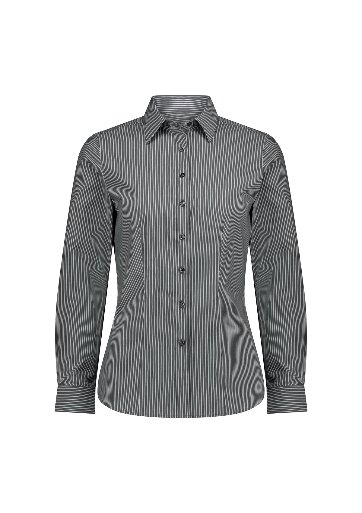 BizCollection S624W Womens Fitzroy Long Sleeve Shirt - Slate/White Stripe