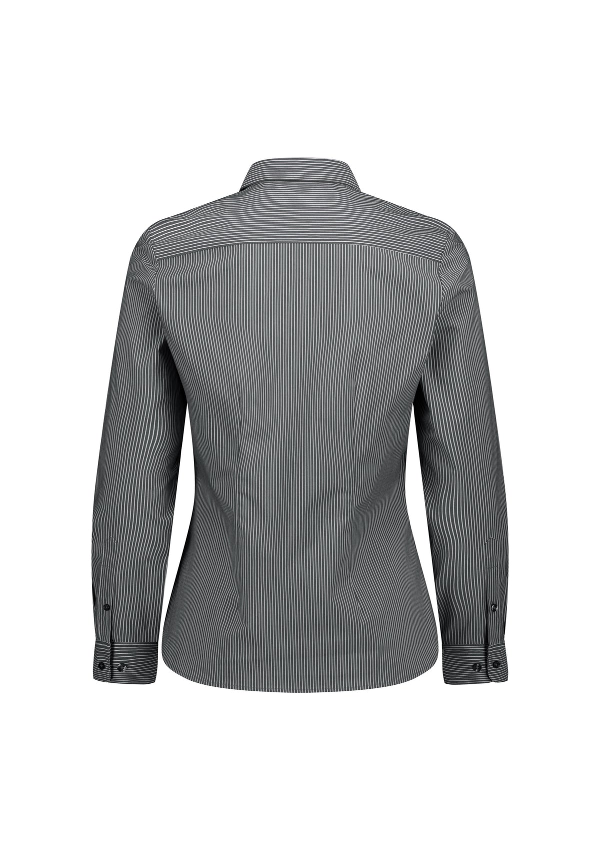 BizCollection S624W Womens Fitzroy Long Sleeve Shirt - Slate/White Stripe