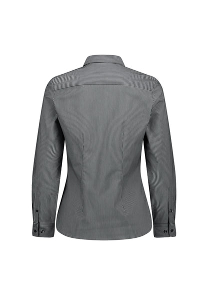 BizCollection S624W Womens Fitzroy Long Sleeve Shirt - Slate/White Stripe