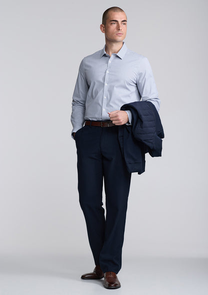 BizCollection S625M Mens Fitzroy Slim Fit Long Sleeve Shirt - White/Navy Check