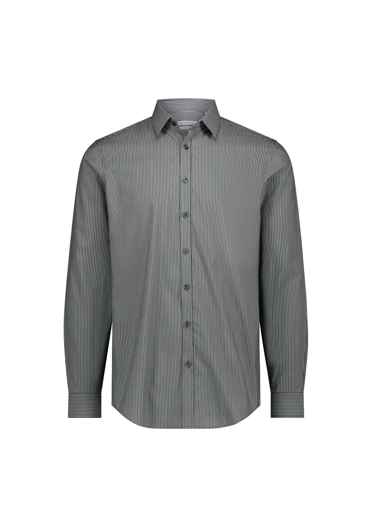 BizCollection S625M Mens Fitzroy Slim Fit Long Sleeve Shirt - Slate/White Stripe