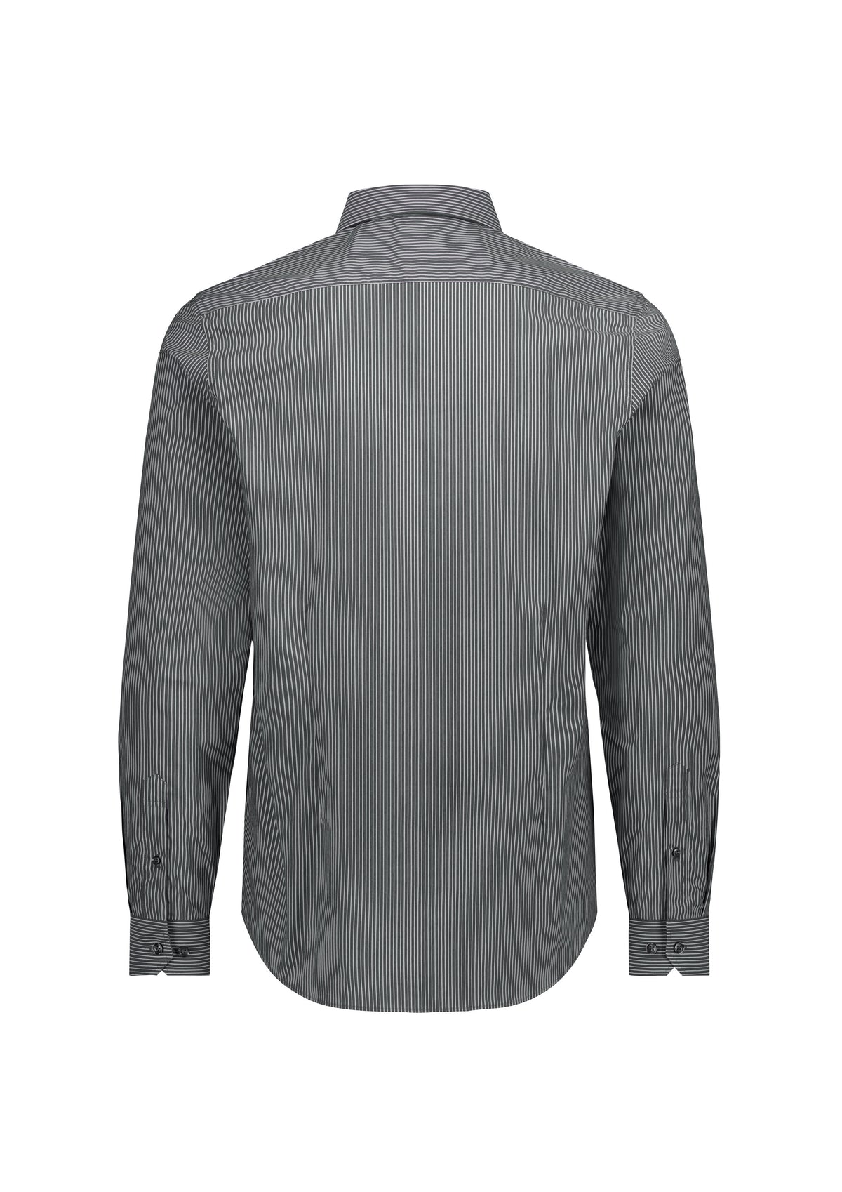 BizCollection S625M Mens Fitzroy Slim Fit Long Sleeve Shirt - Slate/White Stripe