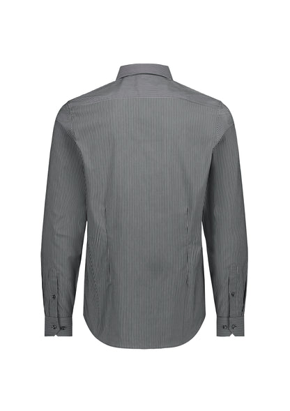 BizCollection S625M Mens Fitzroy Slim Fit Long Sleeve Shirt - Slate/White Stripe