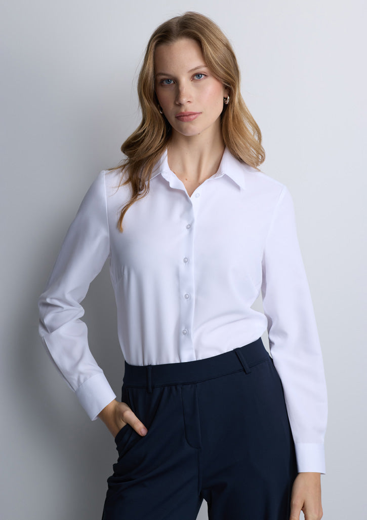 BizCollection S629W Womens Quick Dry Movement Long Sleeve Shirt - White