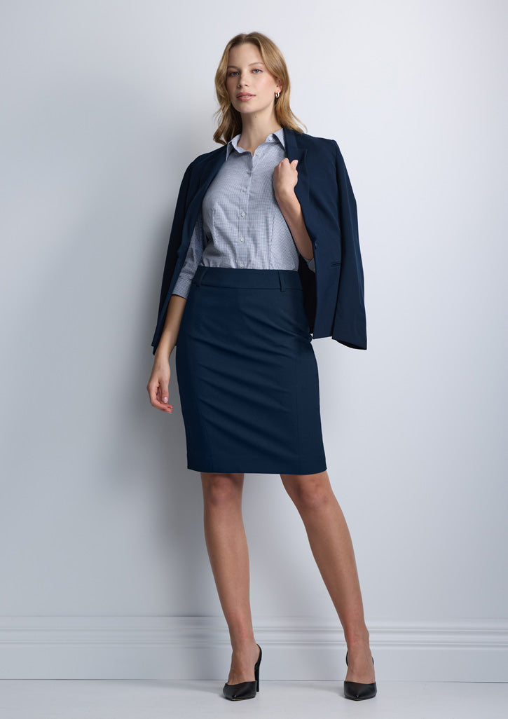 BizCollection S636W Womens Fitzroy 3/4 Sleeve Shirt - White/Navy Check