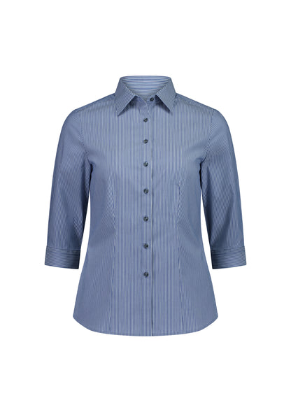 BizCollection S636W Womens Fitzroy 3/4 Sleeve Shirt - French Blue/White Stripe